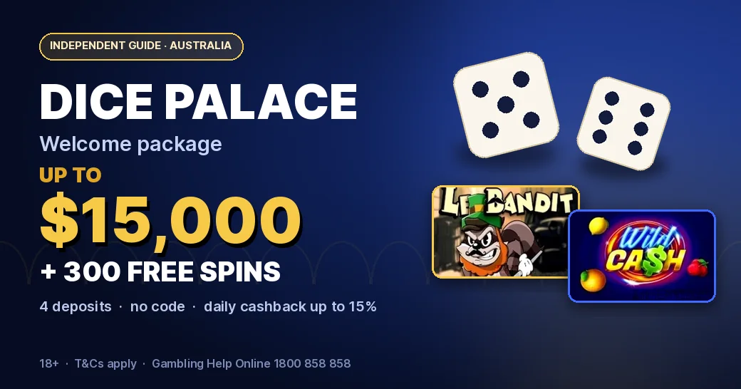 Dice Palace welcome package up to $15,000 and 300 free spins